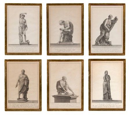 A Set of Six Neoclassical Engravings 19 1/2 x 13 1/4 inches (visible).