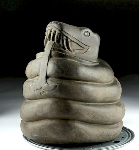 Impressive Aztec Stone Coiled Snake