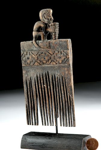 Inca Wooden Comb with Monkey Handle