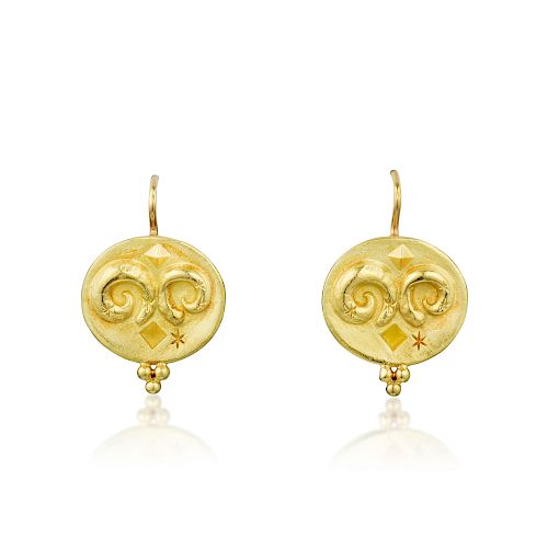 Temple St. Clair 18K Gold Aries Earrings