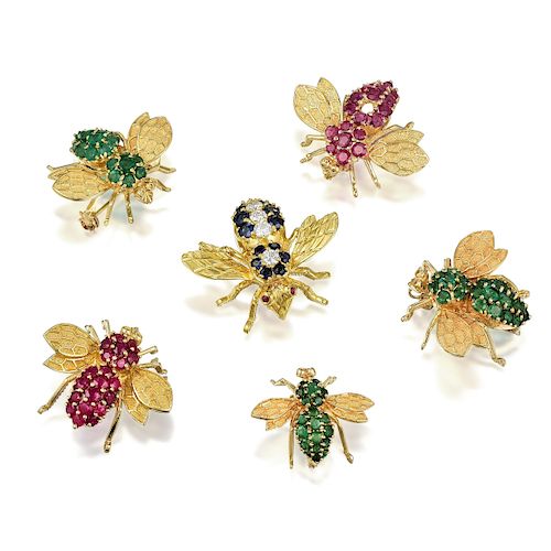 A Group of Gold Bumble Bee Pins