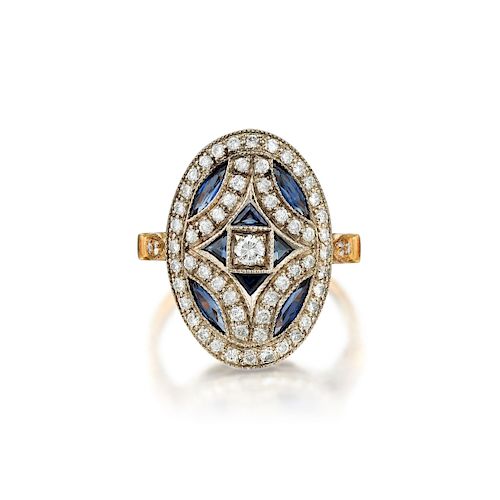 An 18K Diamond Sapphire Ring