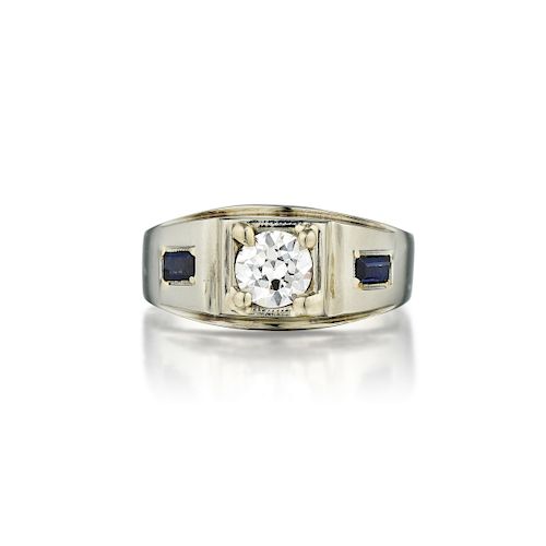An 18K Gold Diamond and Sapphire Ring