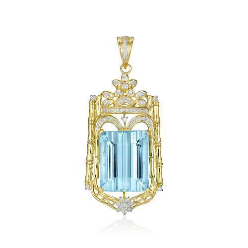 A 14K Gold Aquamarine and Diamond Pendant