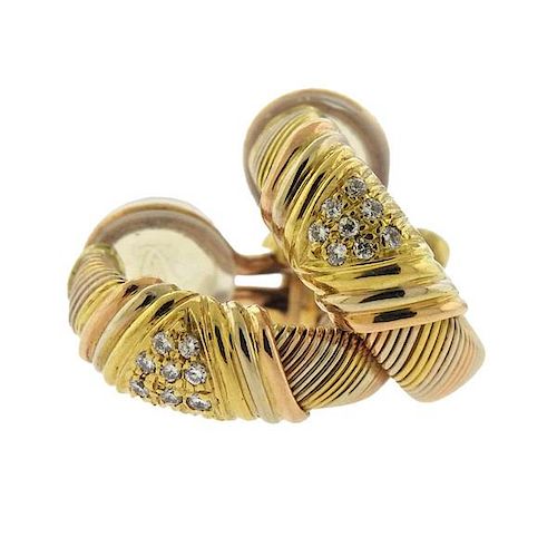 Cartier Diamond 18K Gold Hoop Earrings