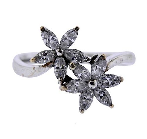 Fortunoff 18K Gold Diamond Flower Ring
