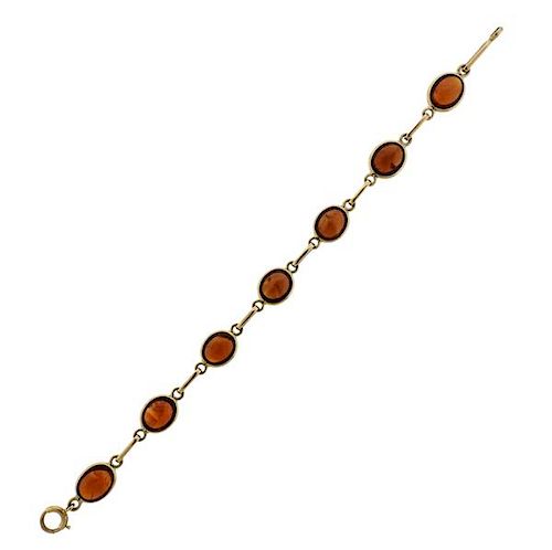 Antique 14k Gold Orange Stone Bracelet 