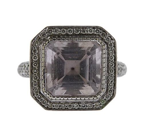 Judith Ripka 18k Gold Diamond 9.55ct Kunzite Ring 