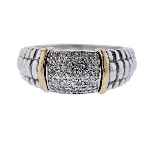 14K Gold Silver Diamond Band Ring