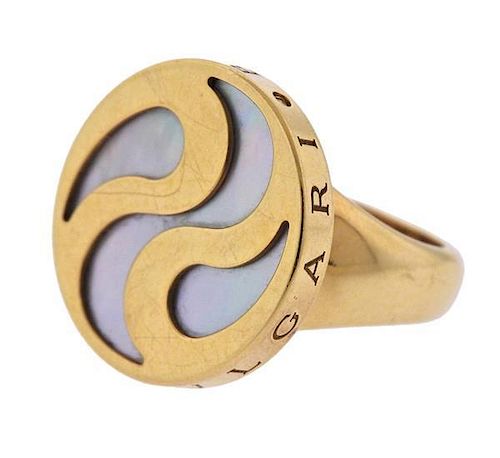 Bvlgari Bulgari Ying Yang MOP 18k Gold Steel Ring