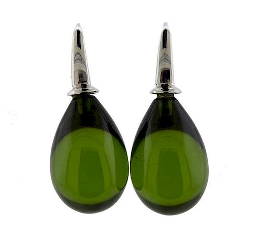 Eva Nueva 18K Gold Green Stone Teardrop Earrings
