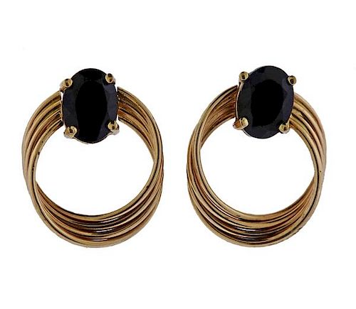 14k Gold Onyx Earrings 