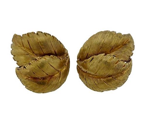 18k Gold Leaf Motif Earrings 