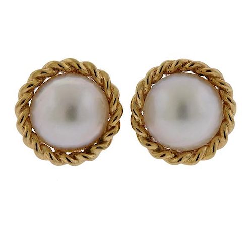 14k Gold Mabe Pearl Earrings 