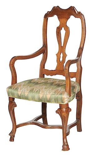 Italian Carved Mahogany Arm Chair