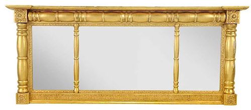 A Federal Style Giltwood Tryptic Mirror
