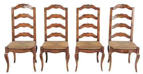 Set Four Provincial Louis XV Style Side Chairs