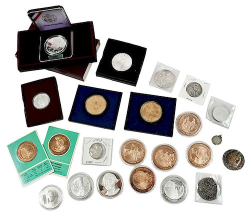 24 Silver and Bronze Coins and Medallions