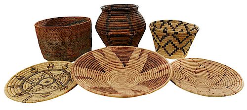 Five Southwestern Tribal Baskets