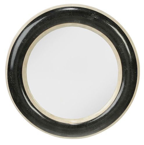 Modern Two-Toned Stone Circular Mirror