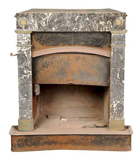 Neoclassical Marble and Brass Fireplace Insert