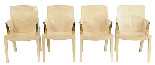 Four Lorin Marsh Lacquered Goatskin Chairs