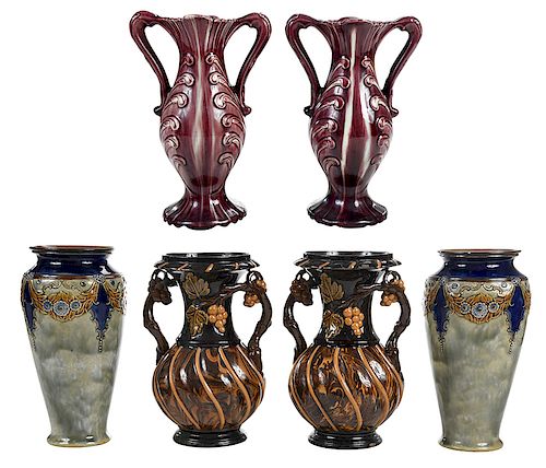 Three Pairs Pottery Cabinet Vases