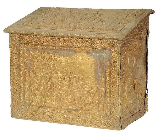 Brass Repoussé Kindling Box