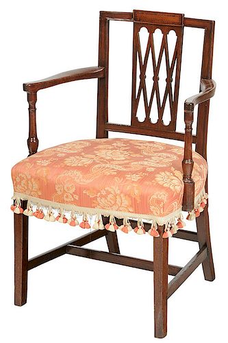 Open Arm Side Chair with Upholstered Seat