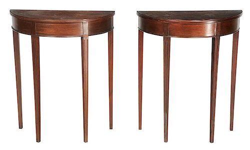 Pair Mahogany Demilune Side tables