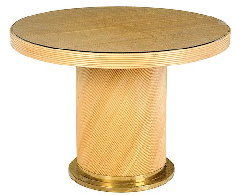 Rattan and Brass Mounted Center Table