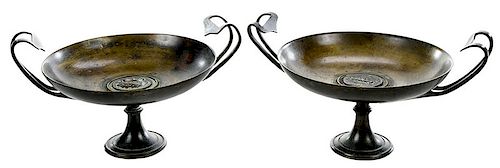 Pair Bronze Two-Handled Tazzas