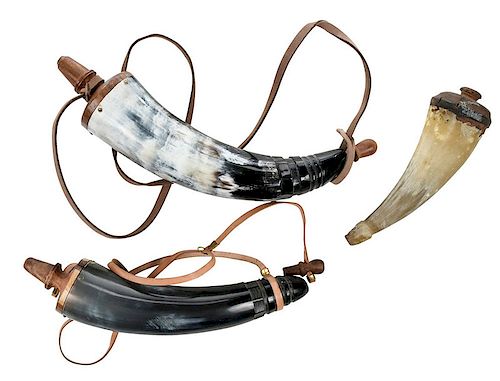 Three Colonial Style Powder Horns