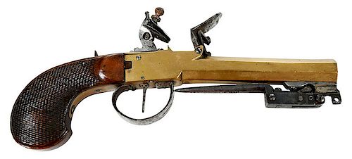 Belgian Flintlock Pistol With Dagger