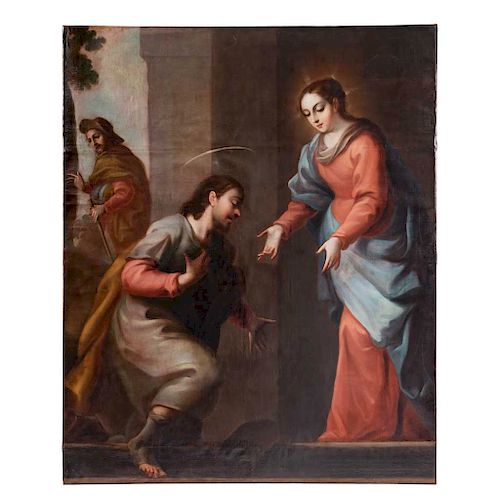 MIGUEL CABRERA (MEXICO, 1715 / 1720*-1768). SAINT JOSEPH ASKS FORGIVENESS TO VIRGIN MARY.