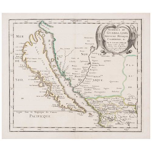 SANFON D'ABBEVILLE, N.  AUDIENCE DE GUADALAJARA NOUVEAU MEXIQUE, CALIFORNIE. Engraved map,  21.5 x 29 cm