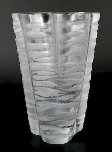 Lalique frosted and molded glass vase