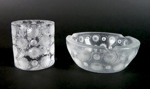 Lalique glass ashtray and cigarette dish