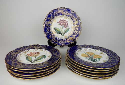 Set of 12 Rockingham Bleu de Roi dessert plates