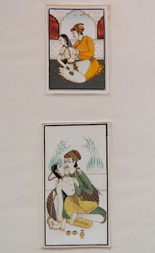 Pair of Persian hand-painted ivories