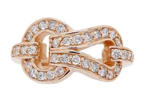 14K Rose Gold Diamond Buckle Ring