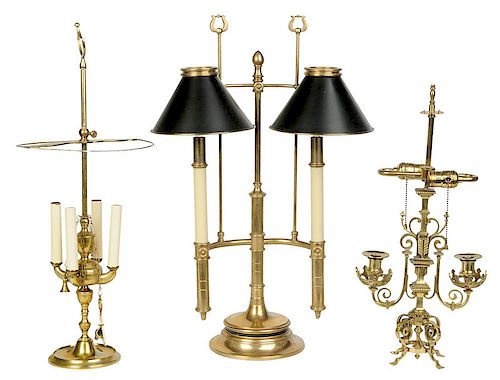 Three Brass Bouillette Lamps