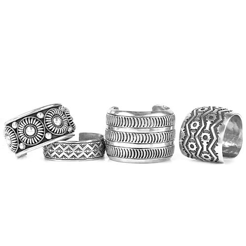 Four (4) Sterling Silver Cuff Bangles