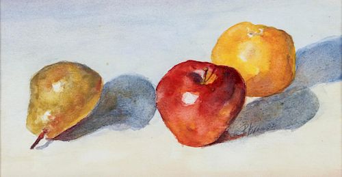 A FRUIT STILL LIFE WATERCOLOR ON PAPER