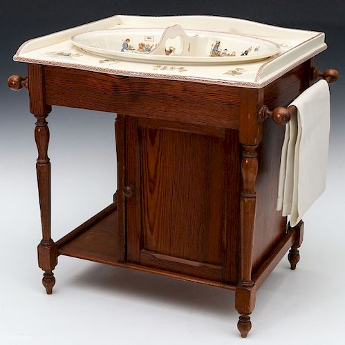 A RARE 1870s FRENCH WASH STAND WITH GREENAWAY KIDS