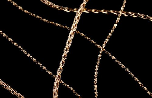 TWO CONTEMPORARY 14K GOLD NECKLACE CHAINS