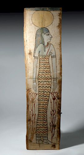 HugeEgyptian Ptolemaic Painted Sarcophagus Panel