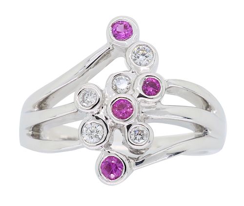 Diamond and Pink Gemstone Fashion Ring
