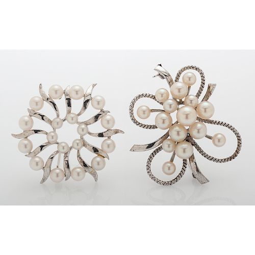 Mikimoto Pearl Brooches, Lot of 2