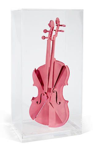 Arman "Hommage a Yves Klein" Pink Violin Sculpture